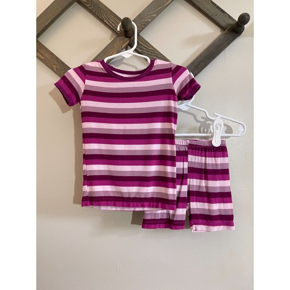 Kickee Pants Bamboo 2pc Short Pajama Set | 2T | Purple Pink Stripe Short Sleeve